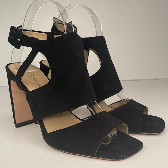 Enzo Angiolini Trudy Black Leather Heels Sandals 7.5 - Picture 4 of 17